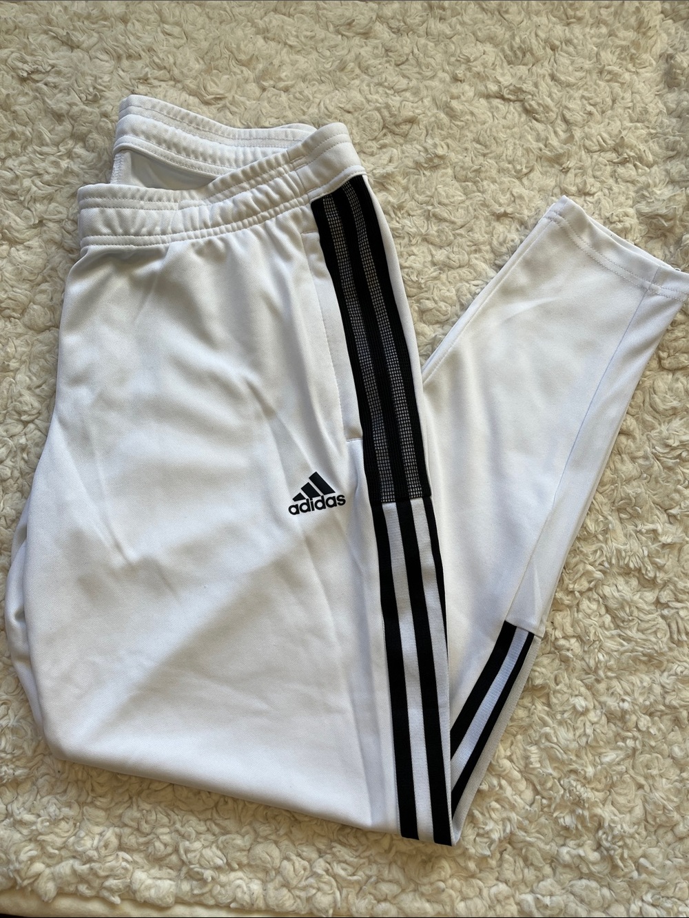 adidas White Joggers with Black Three-Stripes